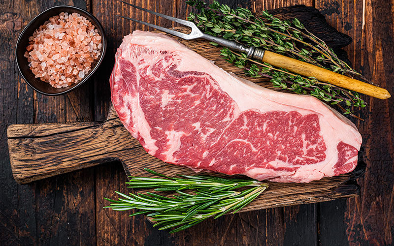 New York Strips available for online order, home delivery or pick up in Southern California by Ideal Meats.